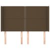 vidaXL sengegavl med kanter 147x16x118/128 cm stof m&oslash;rkebrun