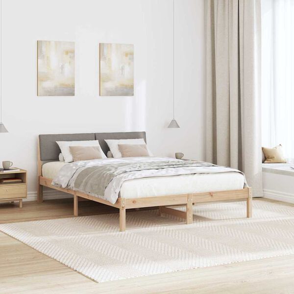 vidaXL Sengestel Brun og taupe 135 x 190 cm Massivt fyrretr&aelig;