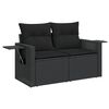 vidaXL 2-personers havesofa med hynder polyrattan sort