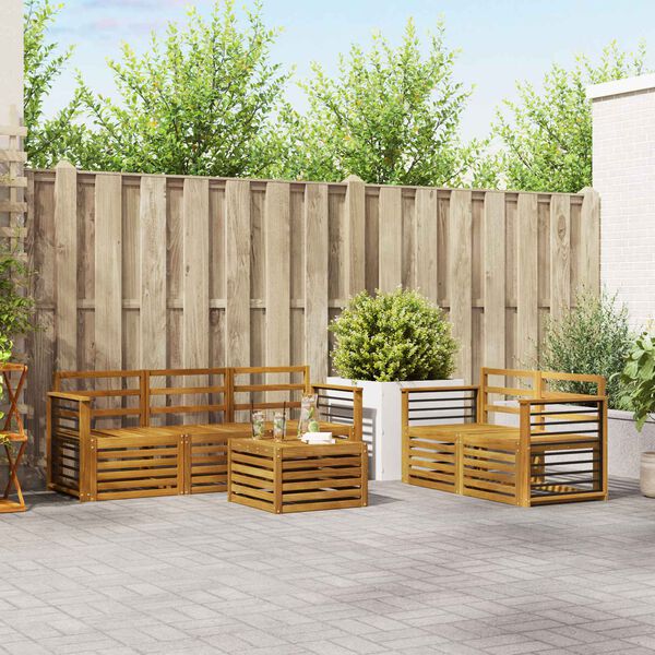 vidaXL Sofas&aelig;t 6 pcs Naturfarvet Massivt Akacietr&aelig;