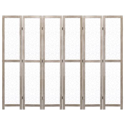 vidaXL 6-panels rumdeler 210 x 165 cm massivt træ hvid