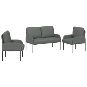 vidaXL Sofas&aelig;t med pude 3 pcs M&oslash;rkegr&aring; 115 x 56 x 80 cm Krydsfin&eacute;r