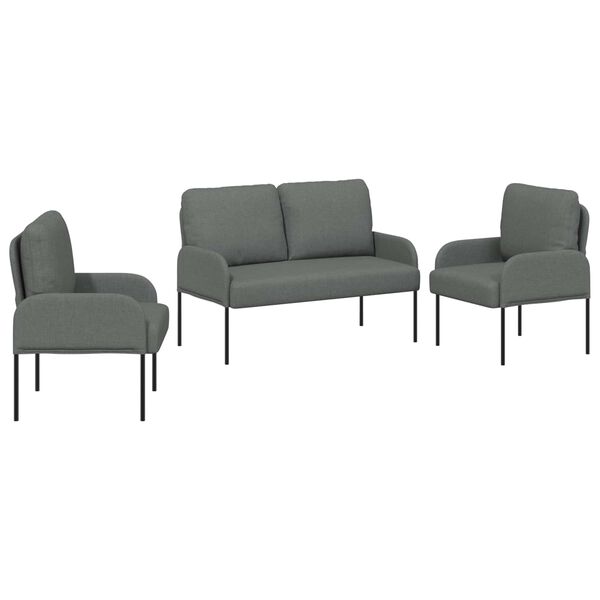 vidaXL Sofas&aelig;t med pude 3 pcs M&oslash;rkegr&aring; 115 x 56 x 80 cm Krydsfin&eacute;r