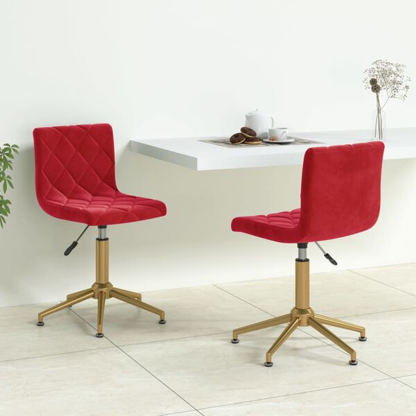 vidaXL drejelige spisebordsstole 2 stk. fl&oslash;jl vinr&oslash;d