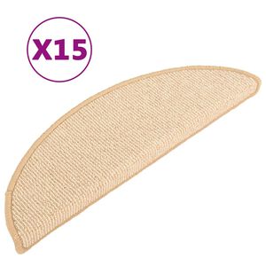 vidaXL trappem&aring;tter 15 stk. 56x17x3 cm cremefarvede halvrund