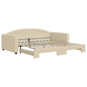vidaXL daybed med udtr&aelig;k 100x200 cm stof cremefarvet