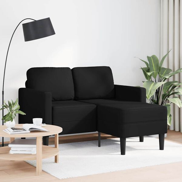 vidaXL 2-personers sofa med chaiselong L-formet sort 125 cm kunstl&aelig;der