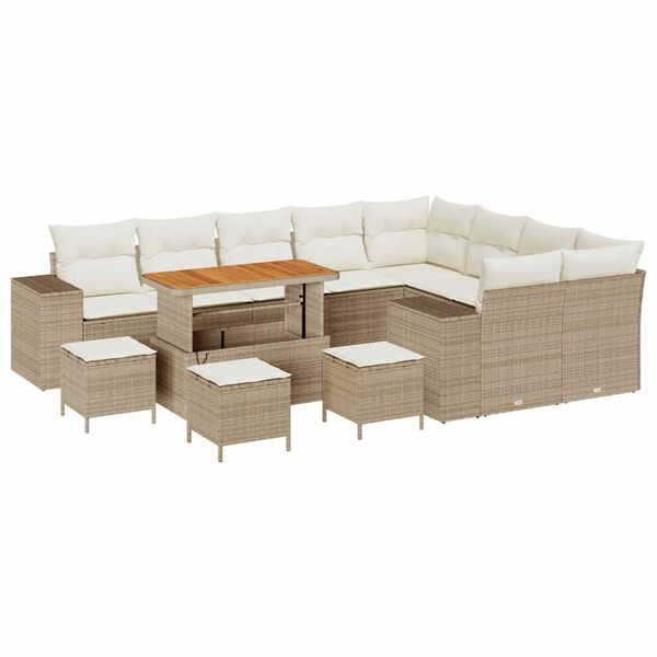 vidaXL Havesofa S&aelig;t med pude med opbevaring 13 pcs Beige og creme