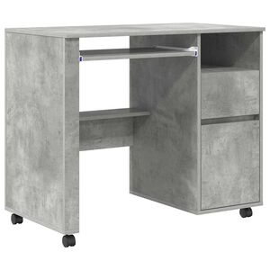 vidaXL Skrivebord med Hjul Beton Gr&aring; Konstrueret tr&aelig; 91 x 50 x 77 cm