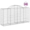 vidaXL buede gabionkurve 8 stk. 200x50x100/120 cm galvaniseret jern