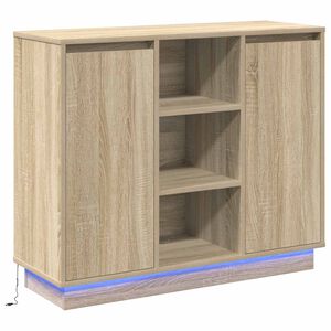 vidaXL LED Sideboard Sonoma eg 90 x 32 x 75 cm Konstrueret tr&aelig;