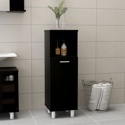 vidaXL badeværelsesskab 30x30x95 cm konstrueret træ sort