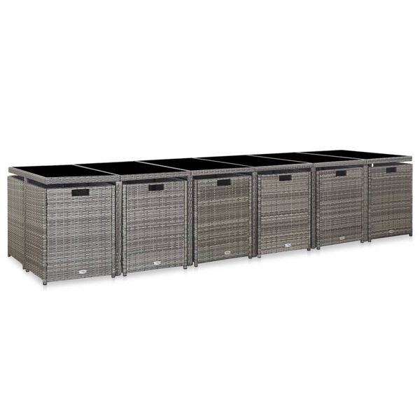 vidaXL udend&oslash;rs spisebordss&aelig;t med hynder 17 dele polyrattan gr&aring;