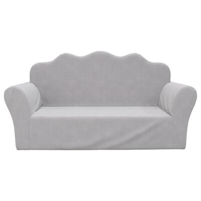 vidaXL 2-personers sofa til børn blødt plys lysgrå