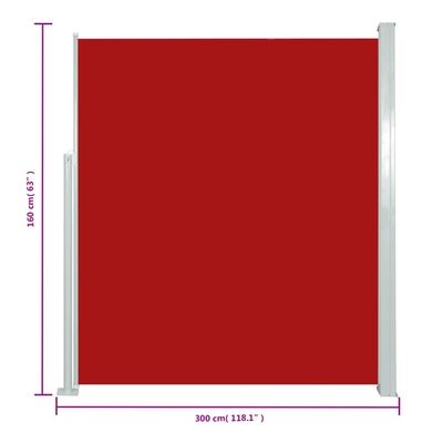 vidaXL sammenrullelig sidemarkise til terrassen 160 x 300 cm rød