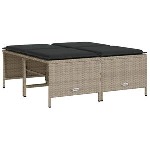 vidaXL haveskamler 4 stk. med hynder polyrattan lysegr&aring;