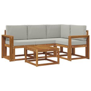 vidaXL Udend&oslash;rs sofagruppe med pude 5 pcs Naturlig og Lys Gr&aring;