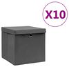 vidaXL opbevaringskasser med l&aring;g 10 stk. 28x28x28 cm gr&aring;
