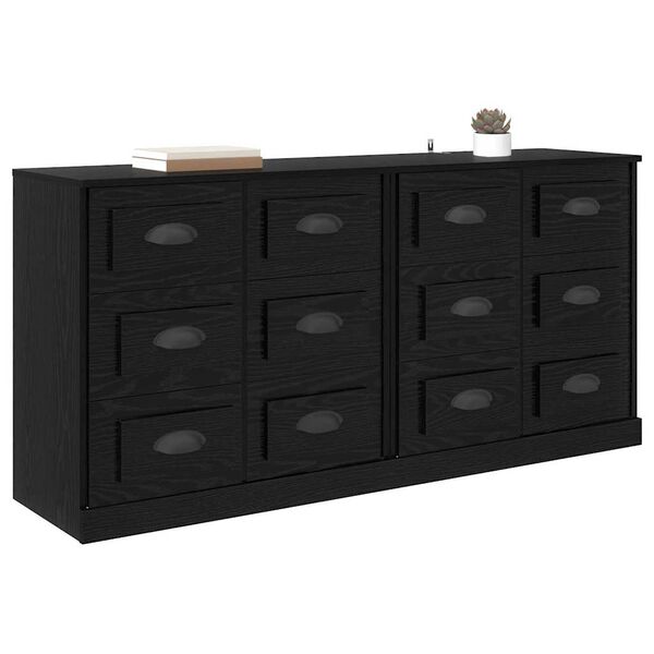 vidaXL Sideboards 2 pcs Sort eg 70 x 35,5 x 67,5 cm Konstrueret tr&aelig;