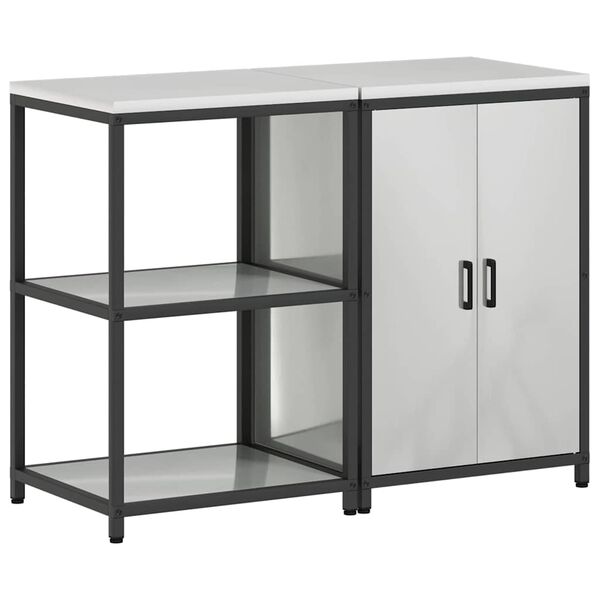 vidaXL K&oslash;kkenopbevaringss&aelig;t med hylde 2 pcs S&oslash;lv Galvaniseret st&aring;l