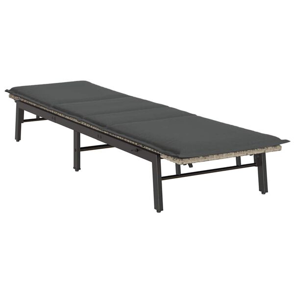 vidaXL liggestol med hynde polyrattan lysegrå