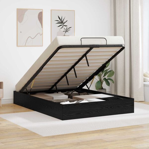 vidaXL Ottoman Sengestel Sort Eg 203 x 140 x 25 cm Konstrueret tr&aelig;