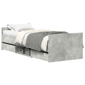 vidaXL sengeramme med sengegavl og fodg&aelig;rde 100x200 cm betongr&aring;