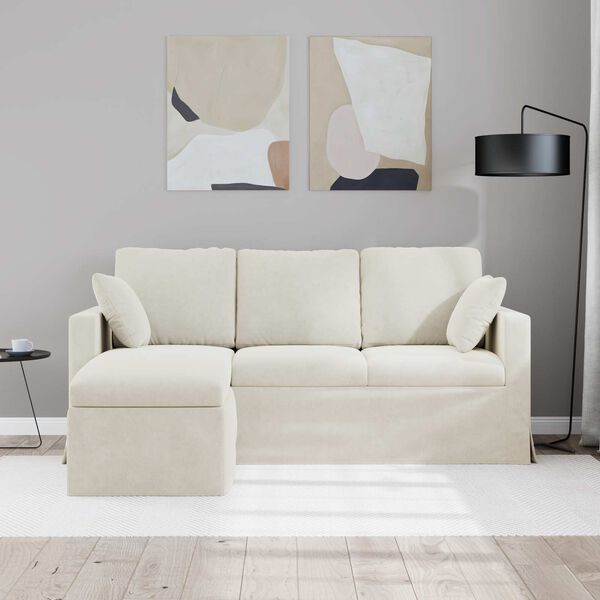 vidaXL Sofa Creme 198 x 134 x 80 cm Fl&oslash;jl