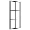 vidaXL indvendig d&oslash;r 93x201,5 cm sikkerhedsglas og aluminium sort