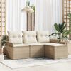 vidaXL Sofa S&aelig;t med pude 4 pcs Beige polyrattan