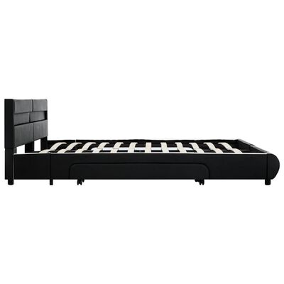 vidaXL sengestel med LED 180 x 200 cm kunstlæder sort