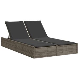 vidaXL loungesofa med hynder polyrattan grå