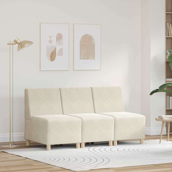 vidaXL Modulsofa enhed uden arme 3 pcs Creme 55 x 74 x 82 cm Fl&oslash;jl