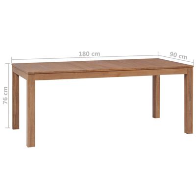 vidaXL spisebord 180x90x76 cm massivt teaktræ naturlig finish