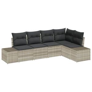 vidaXL Havesofa S&aelig;t 5 pcs Lysegr&aring; polyrattan