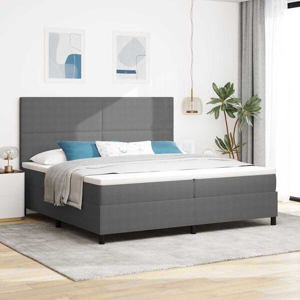 vidaXL Box spring seng Lys Gr&aring; og Hvid 200 x 200 cm Velourstof