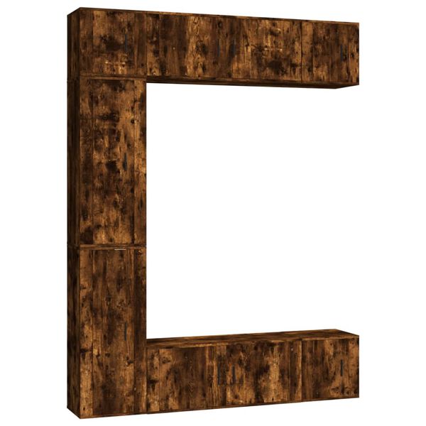 vidaXL tv-skabe 7 stk. konstrueret tr&aelig; r&oslash;get egetr&aelig;sfarve