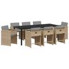 vidaXL Have Spisebordss&aelig;t 9 pcs Beige polyrattan