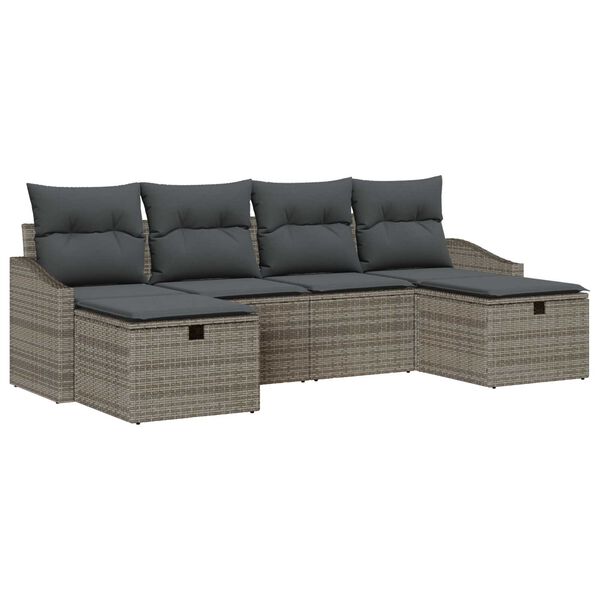 vidaXL Sofa S&aelig;t med pude 6 pcs polyrattan
