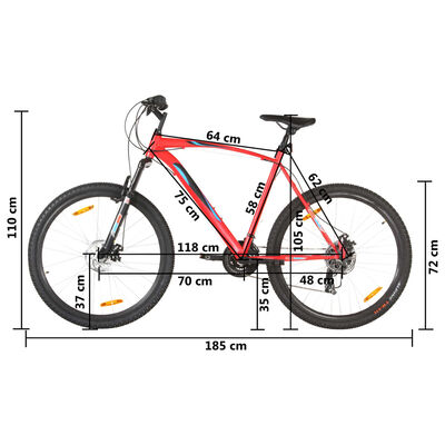 fjer fredelig region vidaXL mountainbike 21 gear 29 tommer hjul 58 cm stel rød | vidaXL.dk