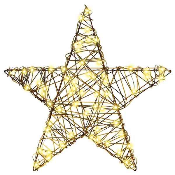 vidaXL 3D Stjerne med 50 LED'er Varm hvid 55 x 52,5 x 9 cm Rattan