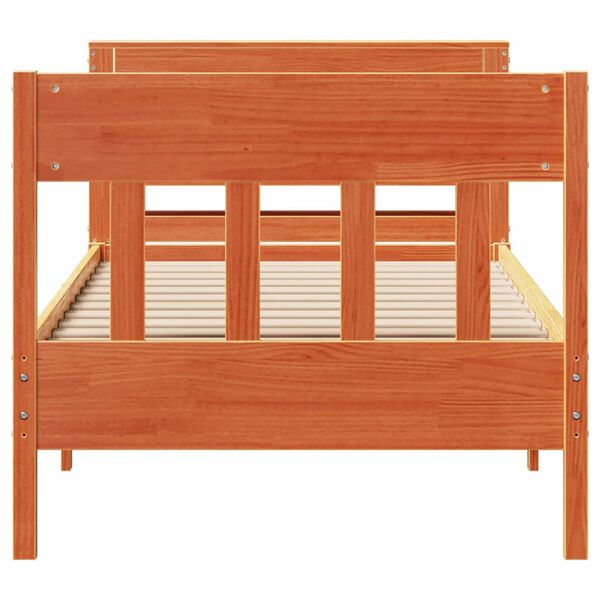 vidaXL sengeramme uden madras 75x190 cm massivt fyrretr&aelig; gyldenbrun