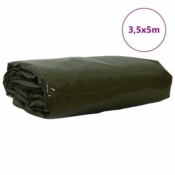 vidaXL Tarpaulin 650g / m&sup2; Oliven gr&oslash;n 3,5 x 5 m