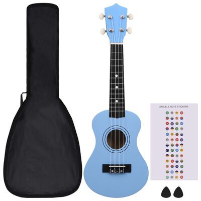 vidaXL ukulelesæt med taske til børn 21" babyblå