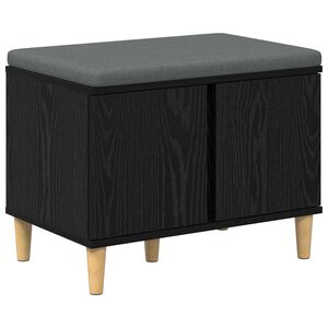 vidaXL Hallb&aelig;nk med pude Sort Eg 60 x 38 x 46 cm Kunstigt tr&aelig; og stof