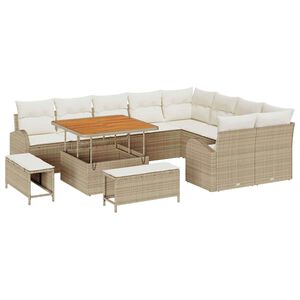 vidaXL Havesofa S&aelig;t 12 stk. 11-Antal s&aelig;der Beige og creme