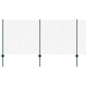 vidaXL K&aelig;de-link hegn med stolpe 10 x 1 m PVC-belagt st&aring;l Gr&oslash;n Mesh
