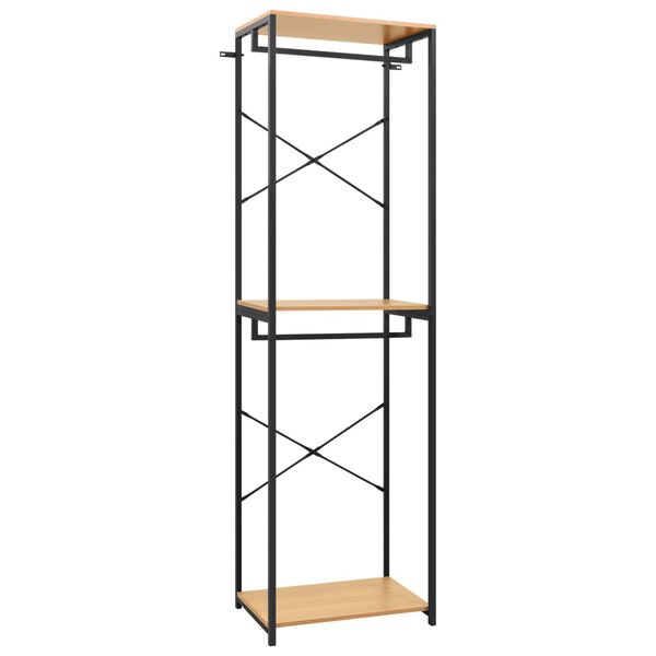 vidaXL t&oslash;jstativ 60x40x213 cm metal og sp&aring;nplader sort og eg