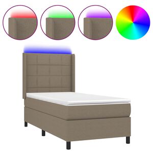 vidaXL kontinentalseng med LED-lys 100x200 cm stof gr&aring;brun