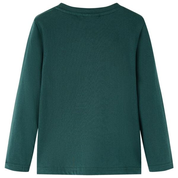 Lang&aelig;rmet T-shirt til b&oslash;rn str. 116 m&oslash;rkegr&oslash;n